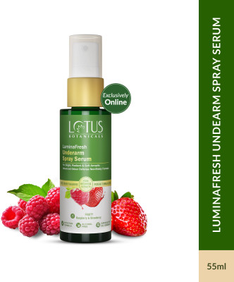 Lotus Botanicals LuminaFresh Underarm Spray Serum, Antiperspirant properties Deodorant Spray - For Men & Women(55 ml)