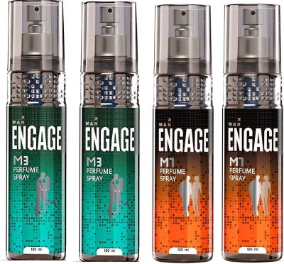 Engage Men 2 M3 + 2 M1 Body Spray 120ml*Pack of 4 Body Spray  -  For Men(480 ml, Pack of 4)