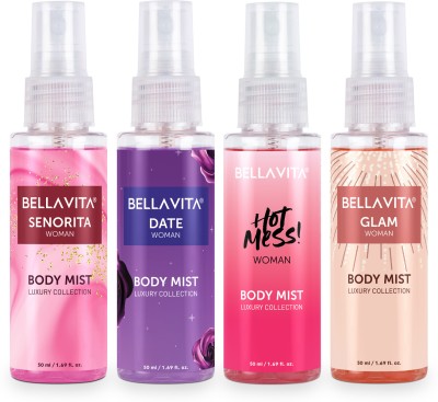 Bella vita organic Perfume Body Mist Travel-Size Gift Set|4x50 ml|Long Lasting Fragrance| Body Mist  -  For Women(200 ml, Pack of 4)