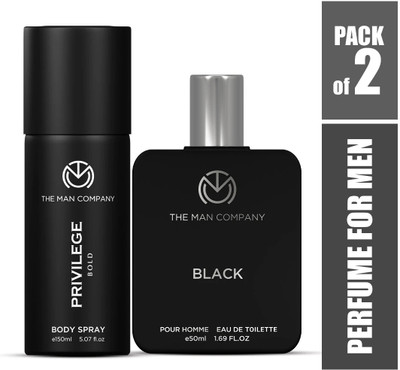 THE MAN COMPANY Black & Bold Perfume Duo - 150 ml, 50 ml Body Spray  -  For Men(200 ml, Pack of 2)