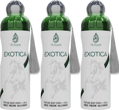 Al-Nuaim Exotica Deodorant Alcohol - Free Deodorant | Body Spray Deodorant Spray  -  For Men & Women(600 ml, Pack of 3)