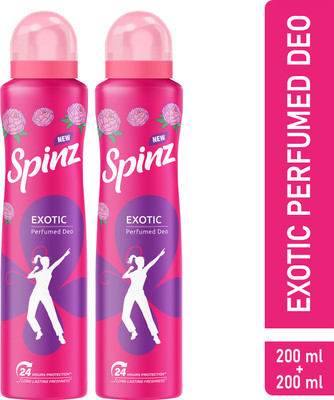 Spinz Exotic & Exotic Perfumed Deodrants For Women Combo 200ml+200ml Deodorant Spray – For Women  (400 Ml, Pack Of 2) For Rs. 224 @ 60 %