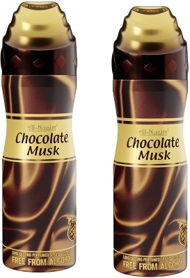 Al Nuaim Chocolate Musk Alcohol Free Deodorant | Body Spray | Long Lasting Perfumed Spray Body Spray  -  For Men & Women(400 ml, Pack of 2)