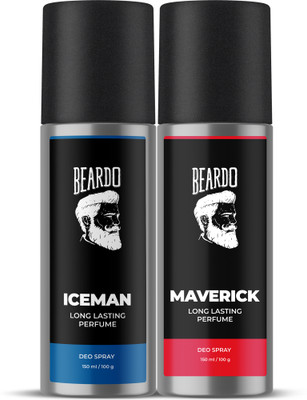 BEARDO Long Lasting Deo Sprays Combo for Men | Iceman 150ml & Maverick 150ml Deodorant Spray - For Men(150 ml, Pack of 2)