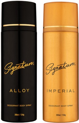SIGNATURE Alloy And Imperial Long Lasting Fragrance (200ML Each) Combo Deodorant Body Spray  -  For Men & Women(400 ml, Pack of 2)