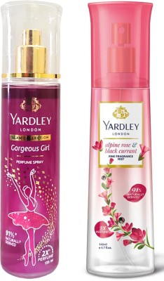 Yardley London GORGHEOUS GIRL & ALPINE ROSE -BLACK CURRENT Mist Spray,135 ML EACH Body Mist  -  For Men & Women(270 ml, Pack of 2)