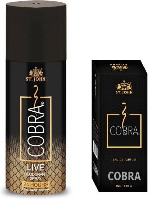 SFP St. John Cobra Live Deodorant Spray 150ml and Cobra Perfume 30ml Body Spray  -  For Men & Women(180 ml, Pack of 2)
