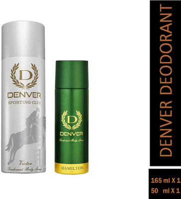 DENVER VICTOR, HAMILTON 165ML,50ML For Men Provides 24-hour odor protection Deodorant Spray  -  For Men(215 ml, Pack of 2)
