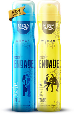 Engage Tease & Spell Mega Pack Deo Combo 200ml x2 | Long Lasting Deo For Women Deodorant Spray  -  For Women(400 ml, Pack of 2)