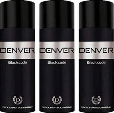 DENVER Black Code Body Spray  -  For Men(540 ml, Pack of 3)