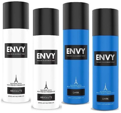ENVY 1000 DARK+ABSOLUTE PERFUME DEODORANT SPRAY 120MLX4 Deodorant Spray  -  For Men & Women(480 ml, Pack of 4)