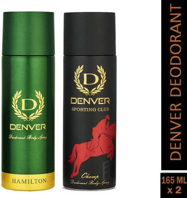 DENVER HAMILTON,CHAMP Body spray|Long Lasting|Provides 24hour odor protection Deodorant Spray  -  For Men(330 ml, Pack of 2)