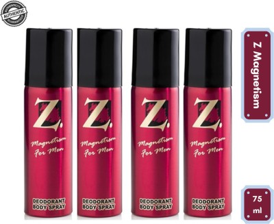 Z Magnetism Red for Men Deodorant Body Spray 75ml Each (Pack of 4) Body Spray  -  For Men & Women(300 ml, Pack of 4)