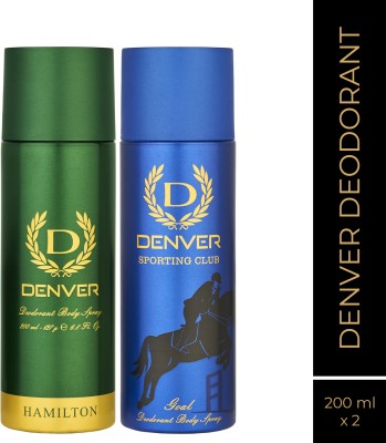 DENVER Hamilton and Goal Combo Deodorant Spray  -  For Men(400 ml, Pack of 2)