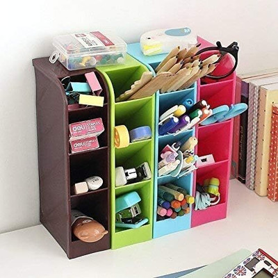 Dastav 4 Compartments Plastic Desk Orgniser(Multicolor)