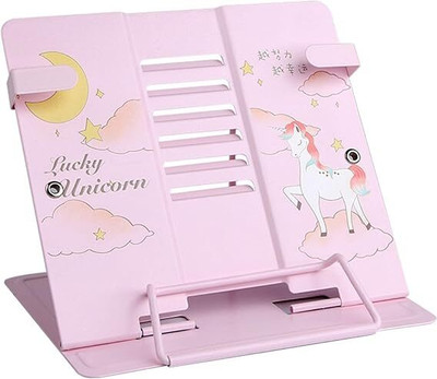 DALUCI 1 Compartments Metal Foldable Adjustable Book Stand and Holder for Comfortable Reading and Studying(Pink)