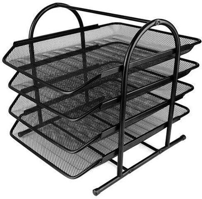 hari 4 Compartments Black Stainless Steel Filing Product(Black)