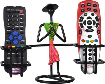 D&V ENGINEERING 2 Compartments Iron Remote control holder /stand /organizer for TV AC DTH STB Remotes for living room showpiece(Black, Green, Pink)