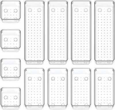 Lifewit 12 Compartments Plastic Drawer Organizer(Clear)