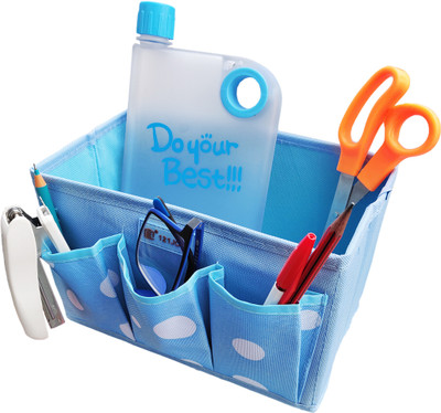 SHIVEXIM 5 Compartments Nylon Cosmetic & Make-up Organizers(Blue)