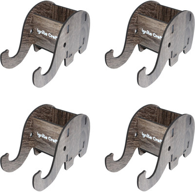 IGNITE CRAFTS 2 Compartments Engineered Wood Elephant Portable Mobile & Pen Holder| Desk Organizer for Home,Office (Set of 4)(Grey)