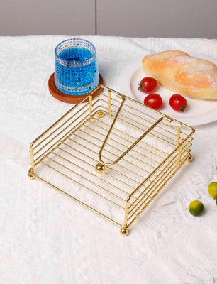Homely Get Crafty 1 Compartments Iron Napkin Holder(Gold)
