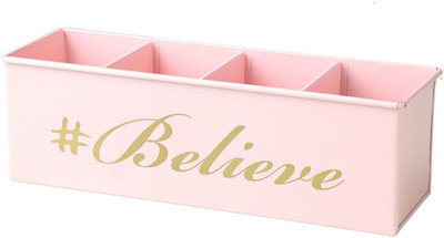 dudki 4 Compartments Stainless Steel Desk Organizer(Light Pink)