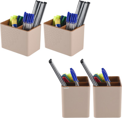 HOMESTIC by Kuber Industries 12 Compartments Plastic Stationary Organizer(Brown)
