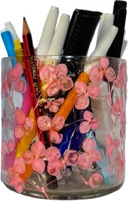 KS ENTERPRISES 1 Compartments Glass Pen Holder(White)