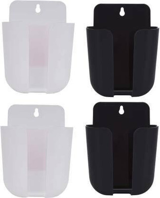 GAUZYHOUSE 4 Compartments plastic Wall Mount Mobile Phone Stand AC / TV Remote , charging(Multicolor)