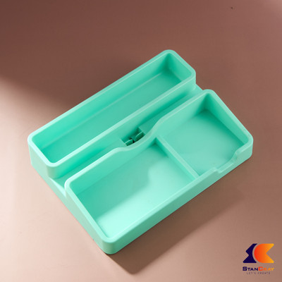 GENZ 4 Compartments ABS Plastic Desk Organizer keeps your office essential neatly arranged and easily accessible(Green)