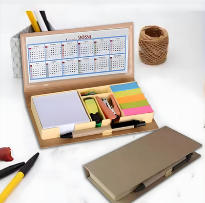 DALUCI 1 Compartments paper Eco Friendly Mini Memo Pad with Sticky Notes, Calendar and Stationary Set(Multicolor)