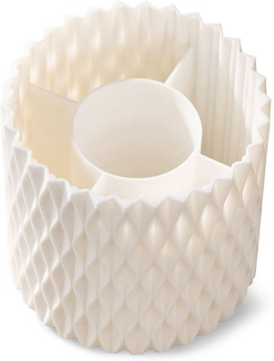 JAI SHRI 4 Compartments ABS Plastic Rotating Pen Holder Offer a Sleek And Efficient Way To Keep Your Pens Organized(White)