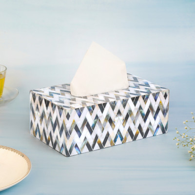 The Home Co 1 Compartments MDF Wood Tissue Holder(White)