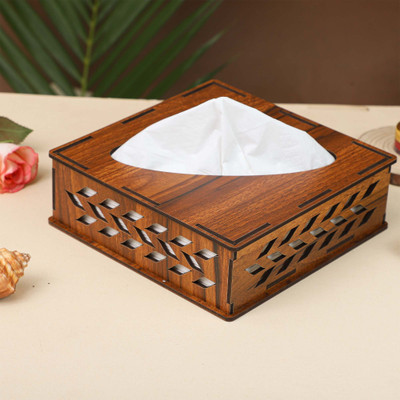 UrbanLane 1 Compartments Wooden Tissue paper holder(Brown)