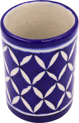Natriel 1 Compartments Blue Pottery Pen Holder Blue Pottery Pen Stand/ Bathroom Accessories/ Toothbrush Holder Multi-Purpose(Blue)