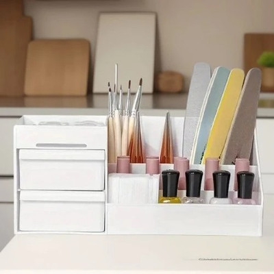 Charmpeak 7 Compartments Multi-Purpose Plastic Drawer Box for Supplies Drawer organizer box(White)