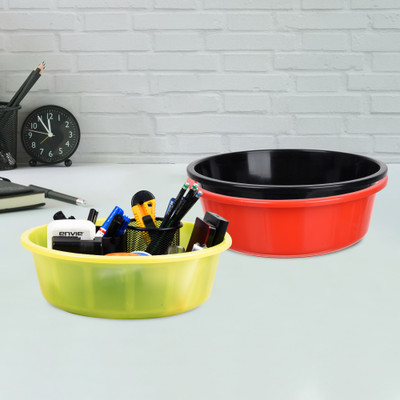 KUBER INDUSTRIES 3 Compartments Plastic Desk Organizer(Red & Black & Green)