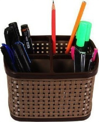 JAI SHRI 4 Compartments Plastic Desk Organizer(Brown)