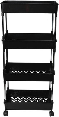 Kovea 4 Compartments plastic Kitchen Storage Trolley(Black)