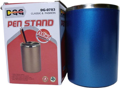 Corner Gallery 3 Compartments Plastic Pen Stand(Blue)
