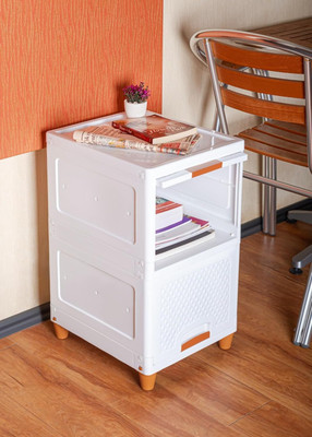 metallic homeware 2 Compartments PLASTIC STORAGE DRAWER UNIT(IVORY, Orange)