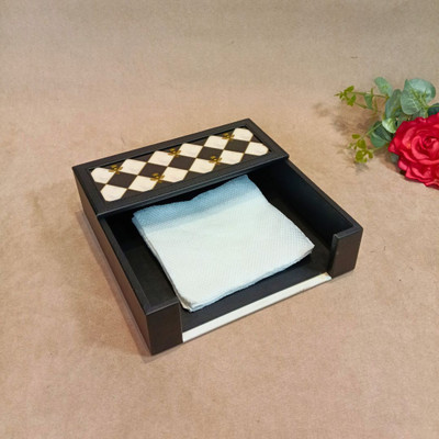 The Home Co 2 Compartments Leatherette Tissue Holder(Black)