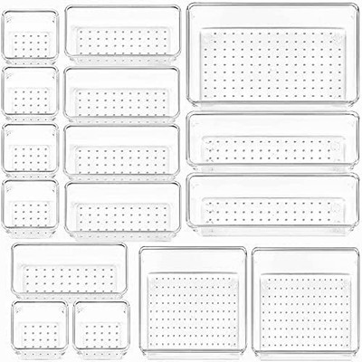 Kepzell 16 Compartments Plastic office drawer organizer(Clear)