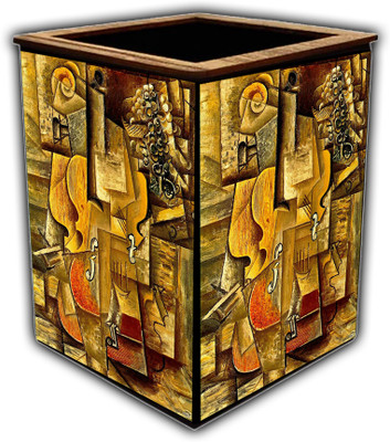 pnf 1 Compartments wooden Poster N frames Colourful Wooden Pen Stand with photo of Abstract Art -7117(Multicolor)