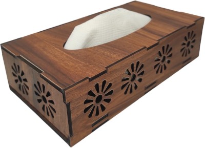 THR3E STROKES 1 Compartments wooden Tissue Paper Holder Decorative and Stylish Wooden Tissue Box(Brown)