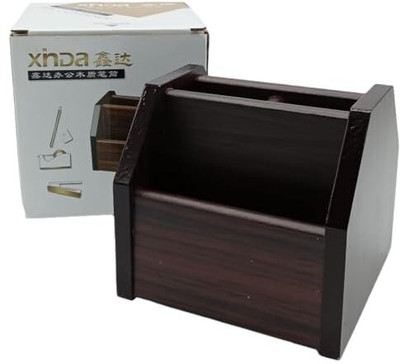 Gold Leaf 4 Compartments Wood Desk Organizer(Brown)