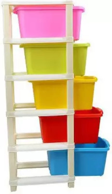 Prizam 5 Compartments Plastic Chest of Drawers(Multicolor)