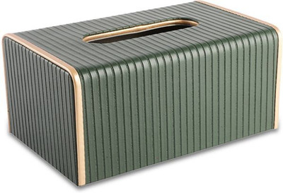 AARVIDECOR 1 Compartments Faux Leather Tissue Holder(Green)