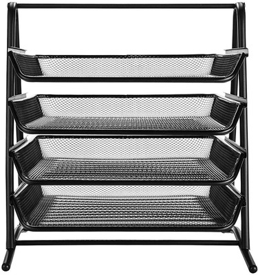 DHARMDHARMI 4 Compartments Metal File Holder(Black)